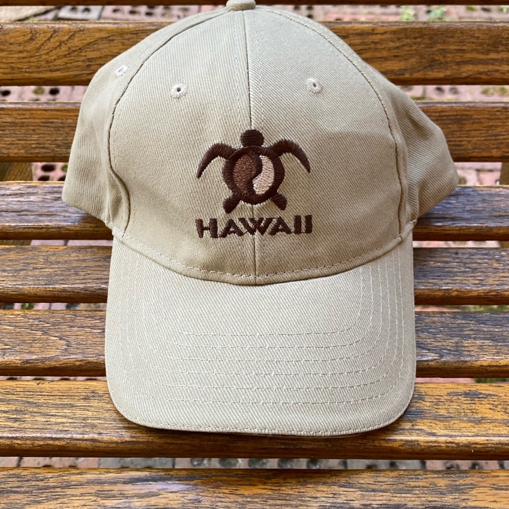 Hawaii sea turtle hat full 6 panel khaki cap adjustable back strap